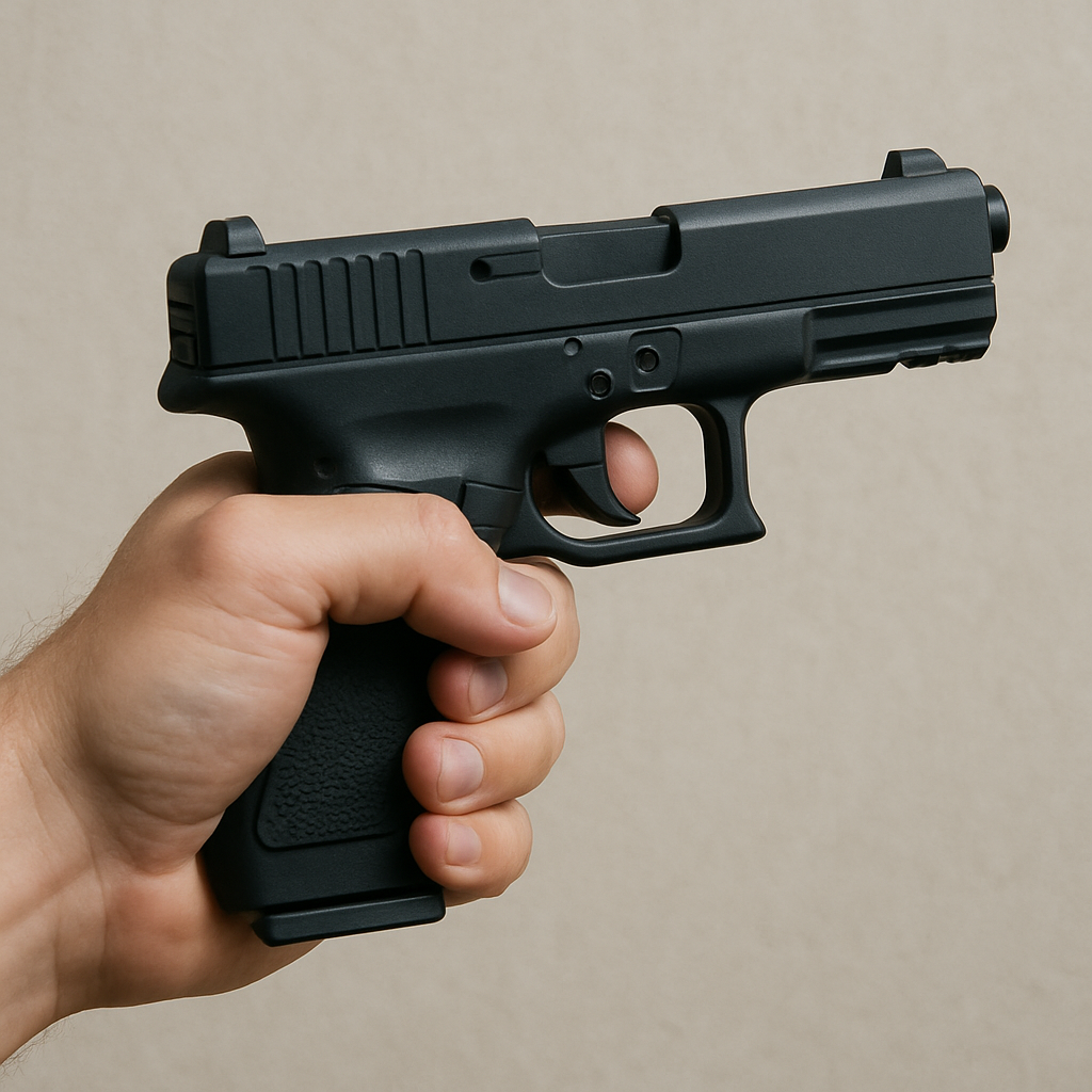 airsoft pistol in hand