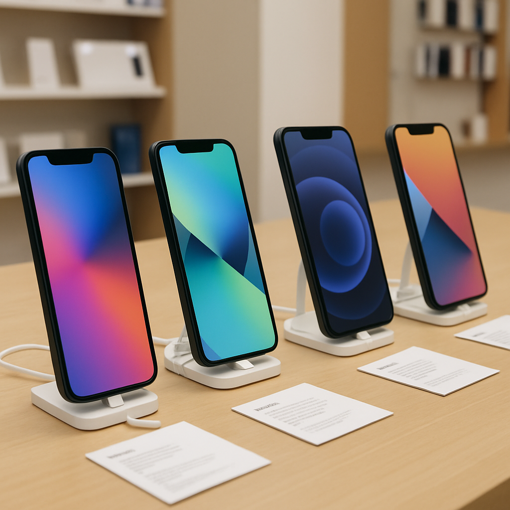 Mobile phones in a store display