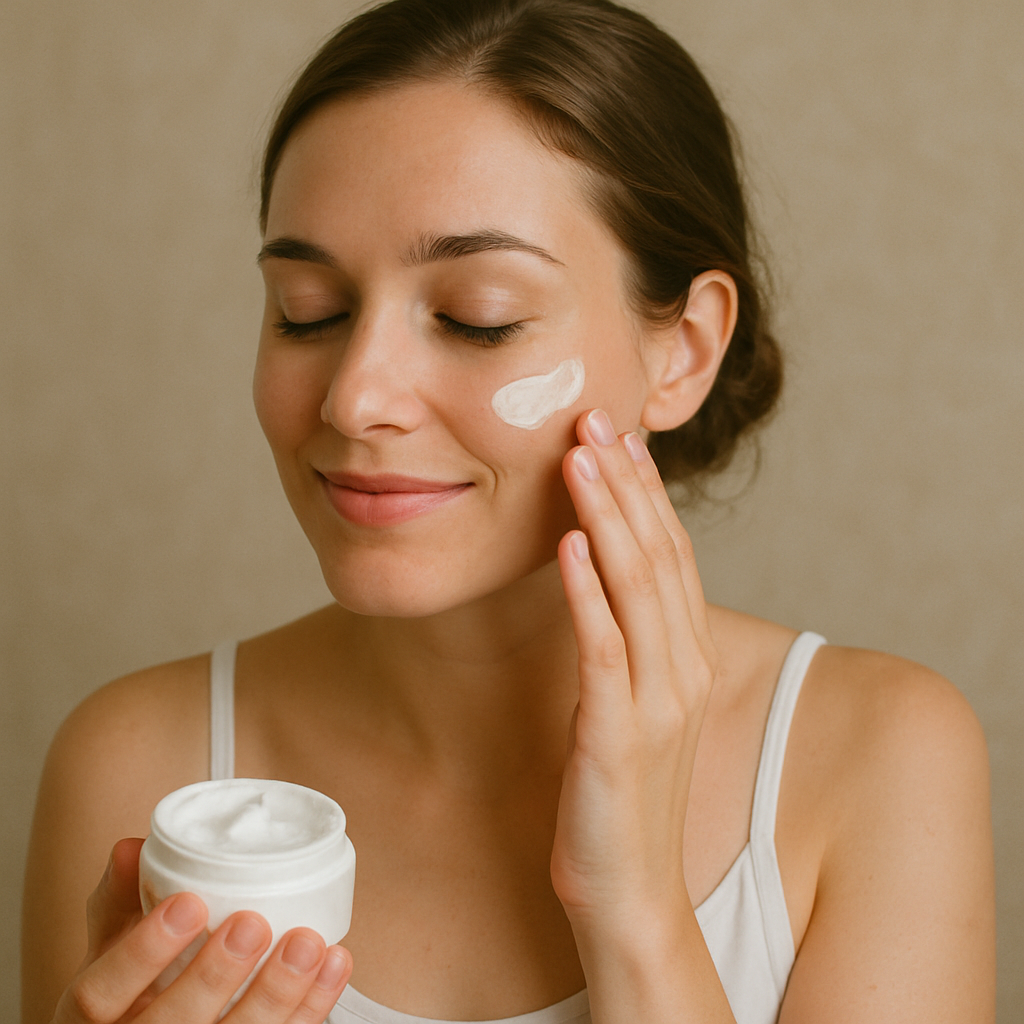 woman applying cream