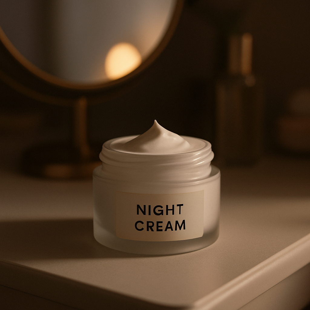 night cream jar on a vanity