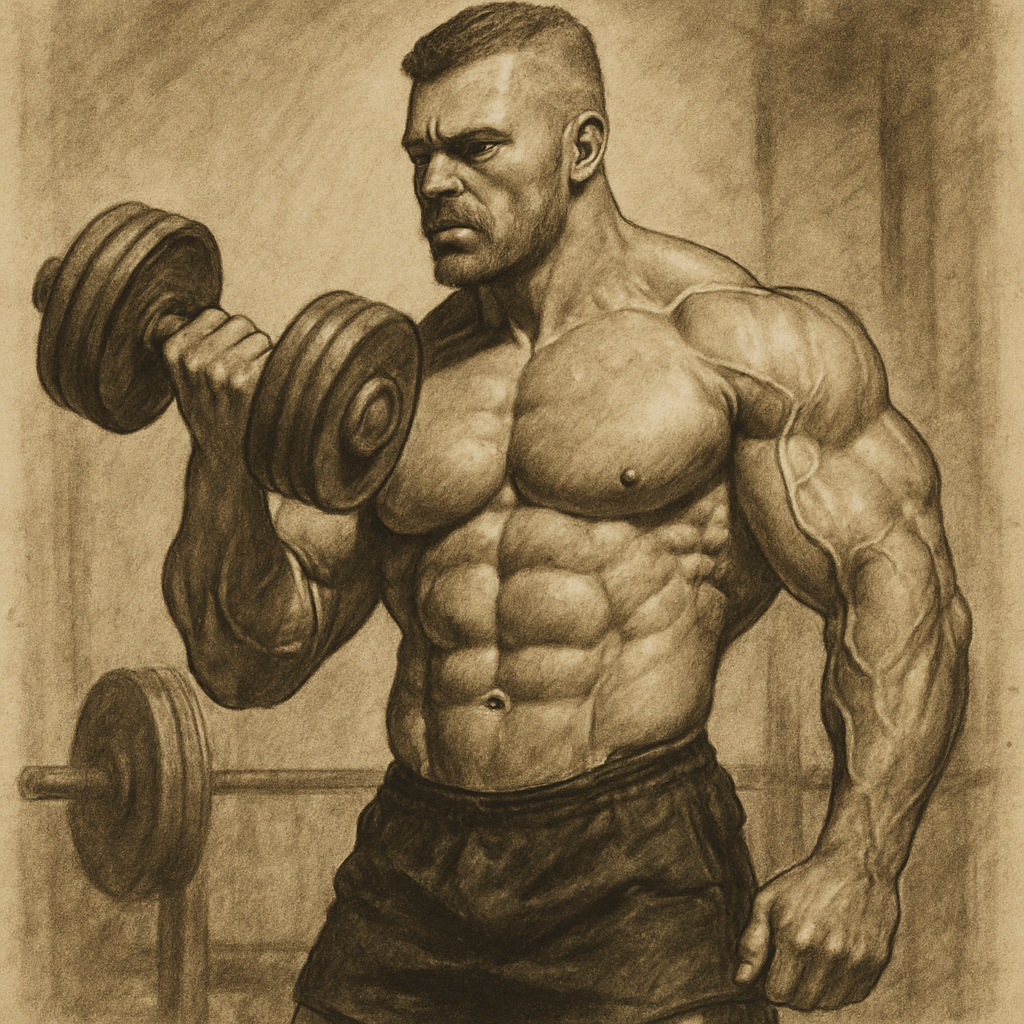 muscular bodybuilder lifting weights
