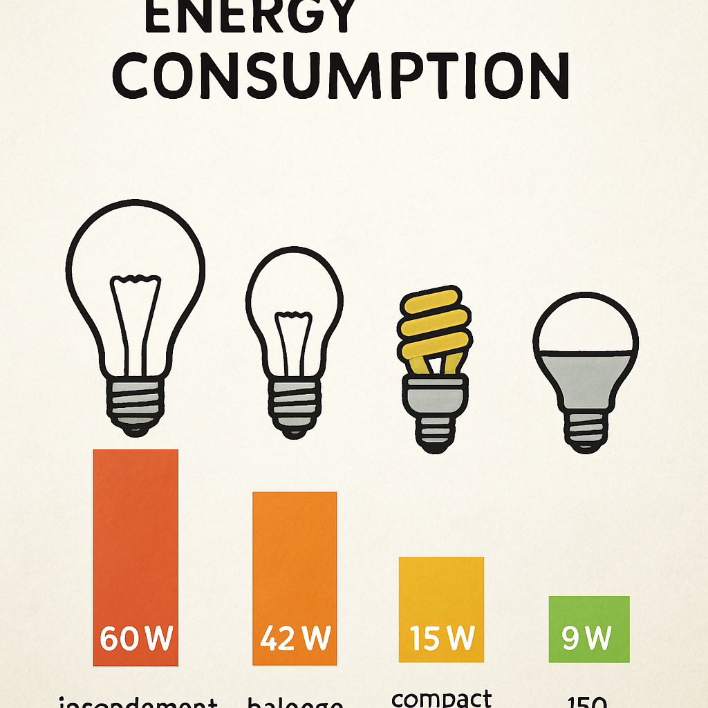 Comparison of energy consumption among various bulb types