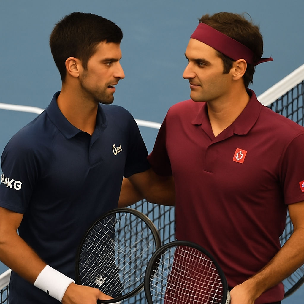 Djokovic and Federer at a tennis match