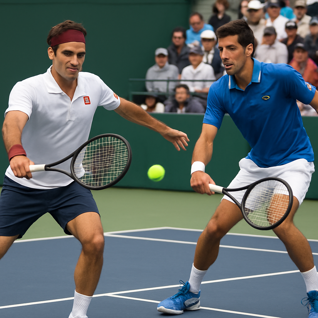 Tennis match between Federer and Djokovic