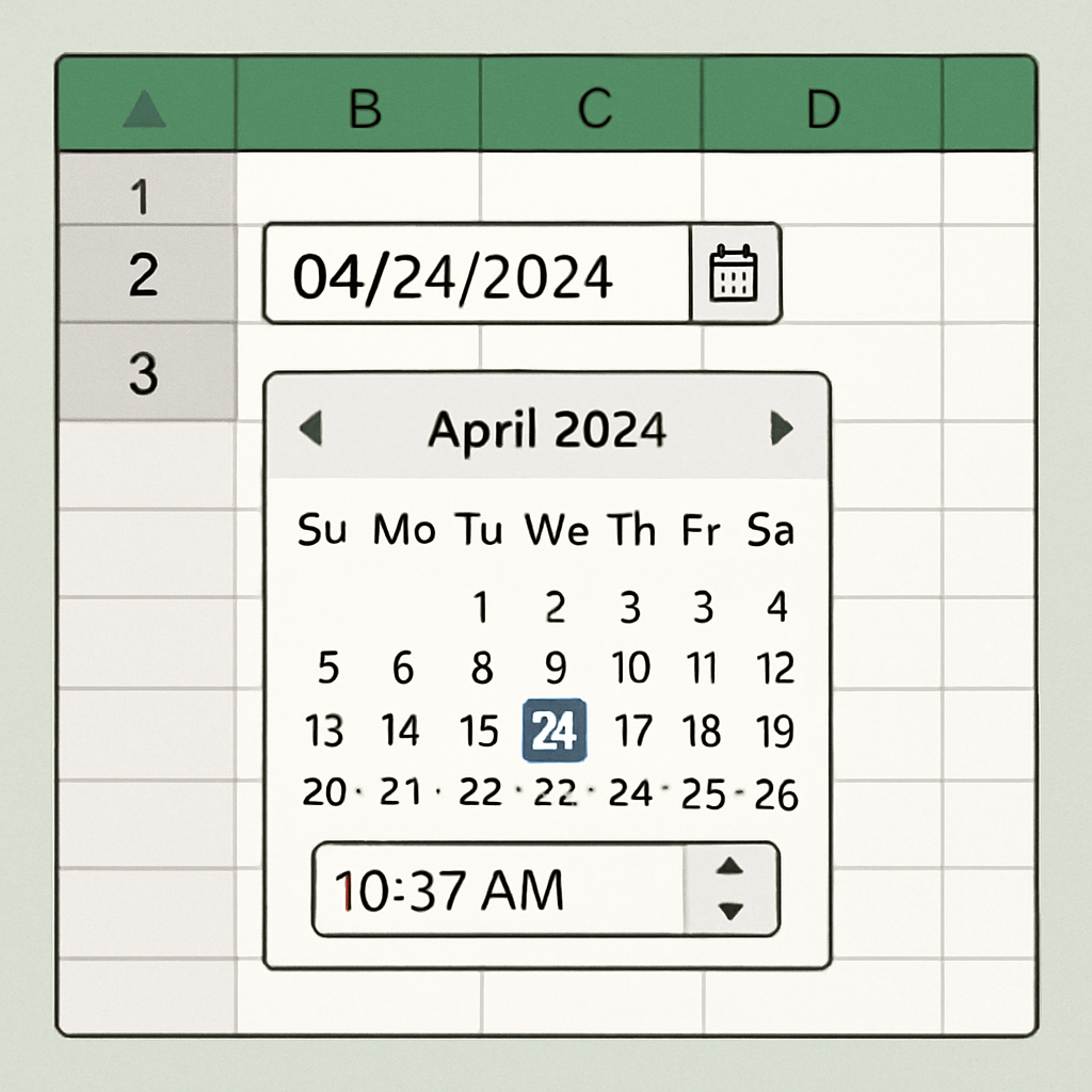 Illustration of a Date and Time Picker Control in Excel
