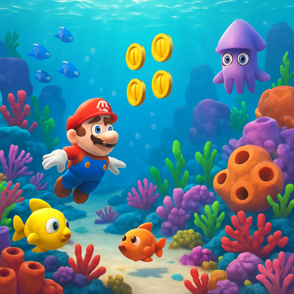 A colorful underwater scene from the game