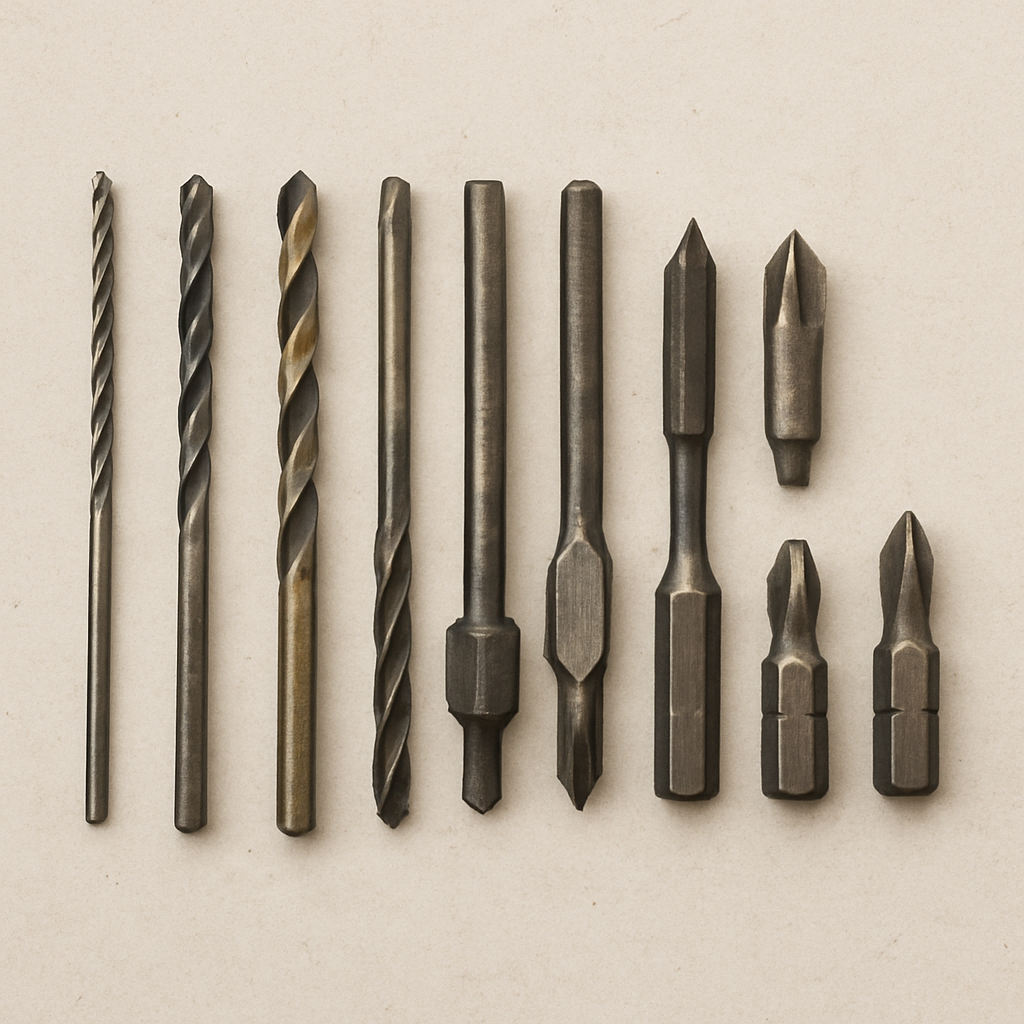 Various types of small drill bits