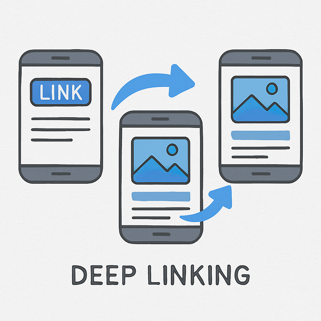 Illustration of deep linking concept in mobile apps