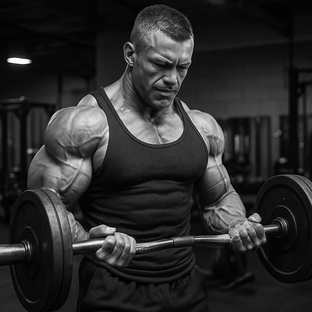 Bodybuilder lifting weights