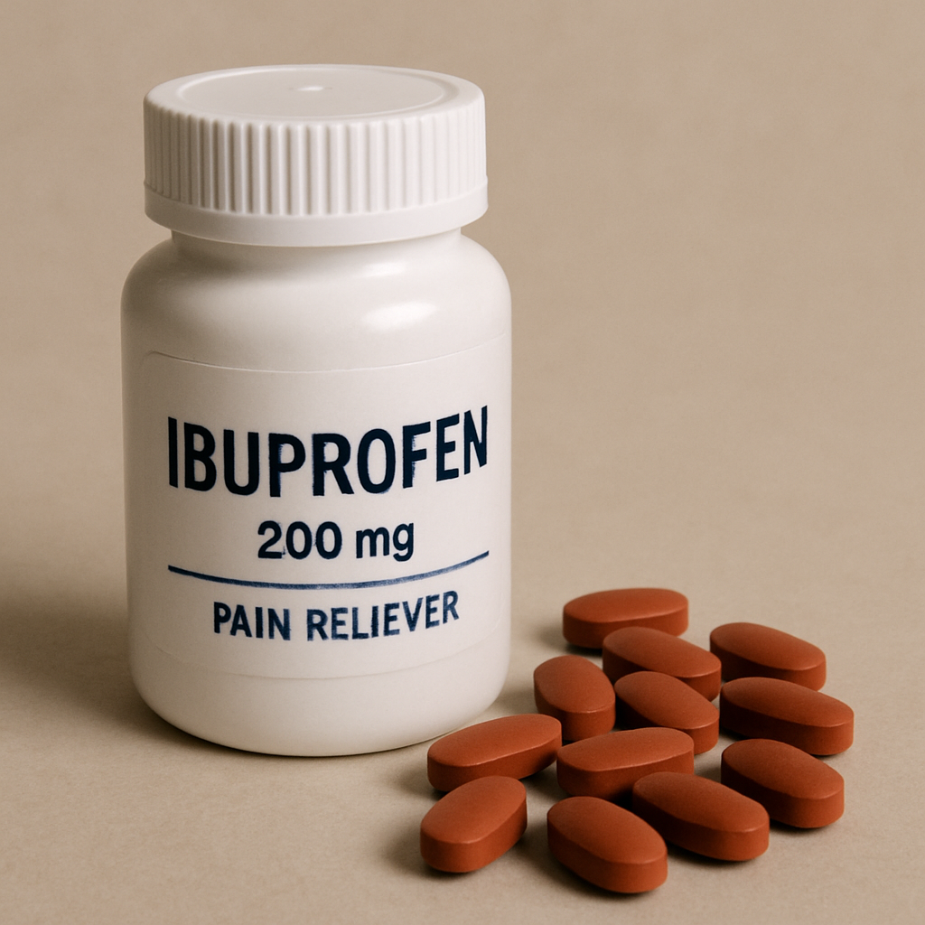 Bottle of ibuprofen pills