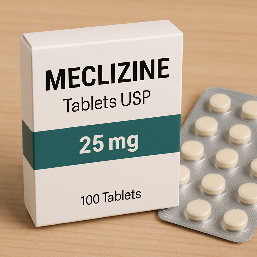 Pack of meclizine tablets