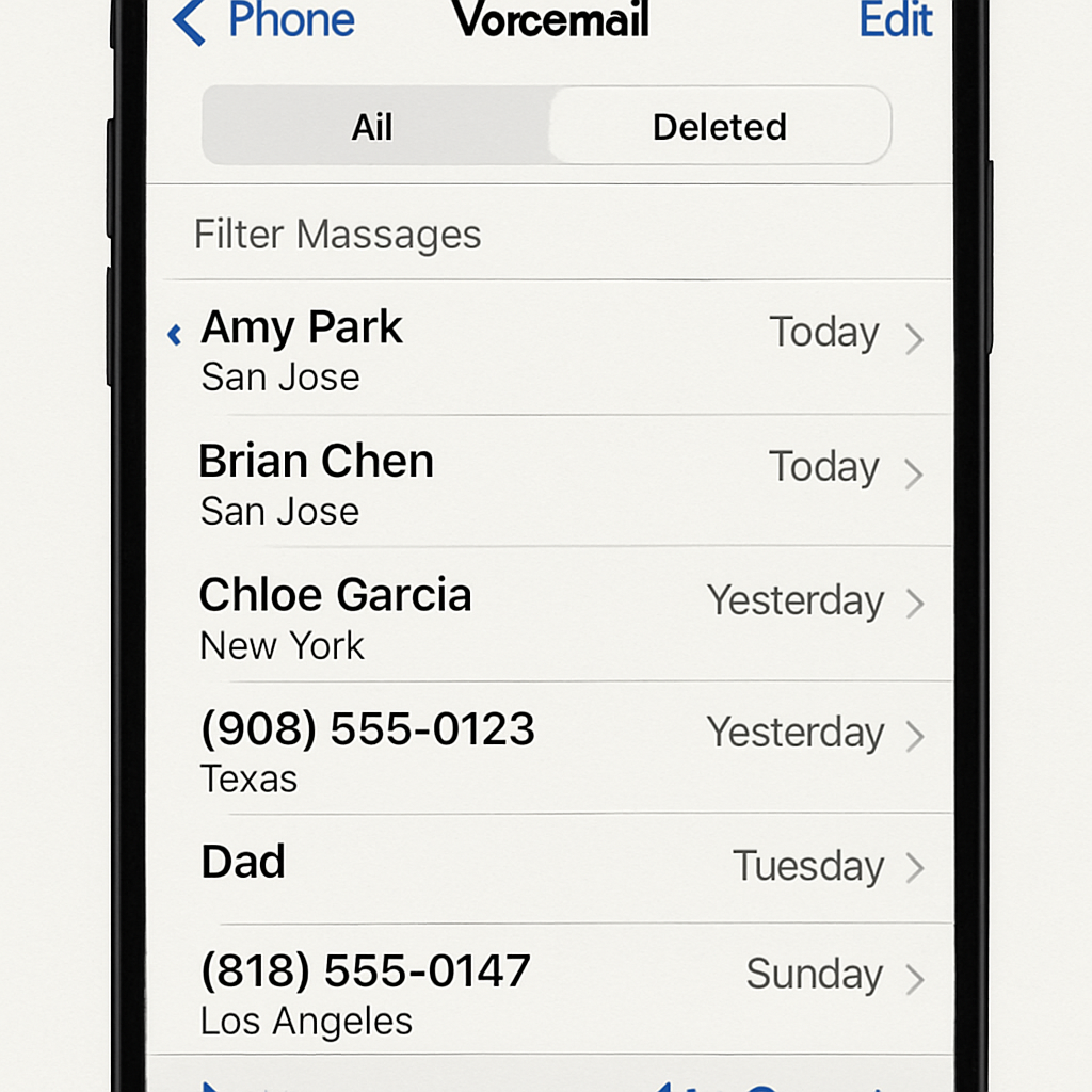iPhone voicemail interface