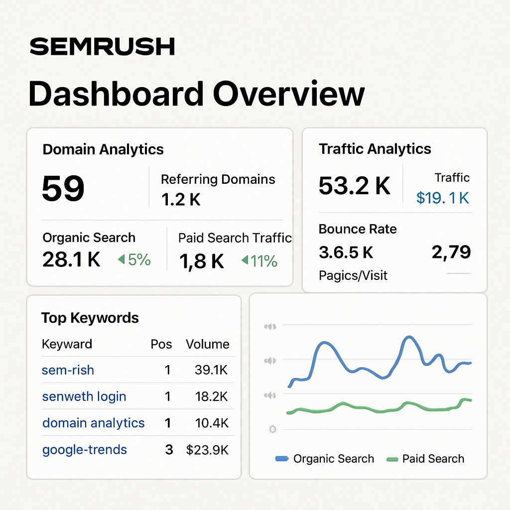 Semrush dashboard overview