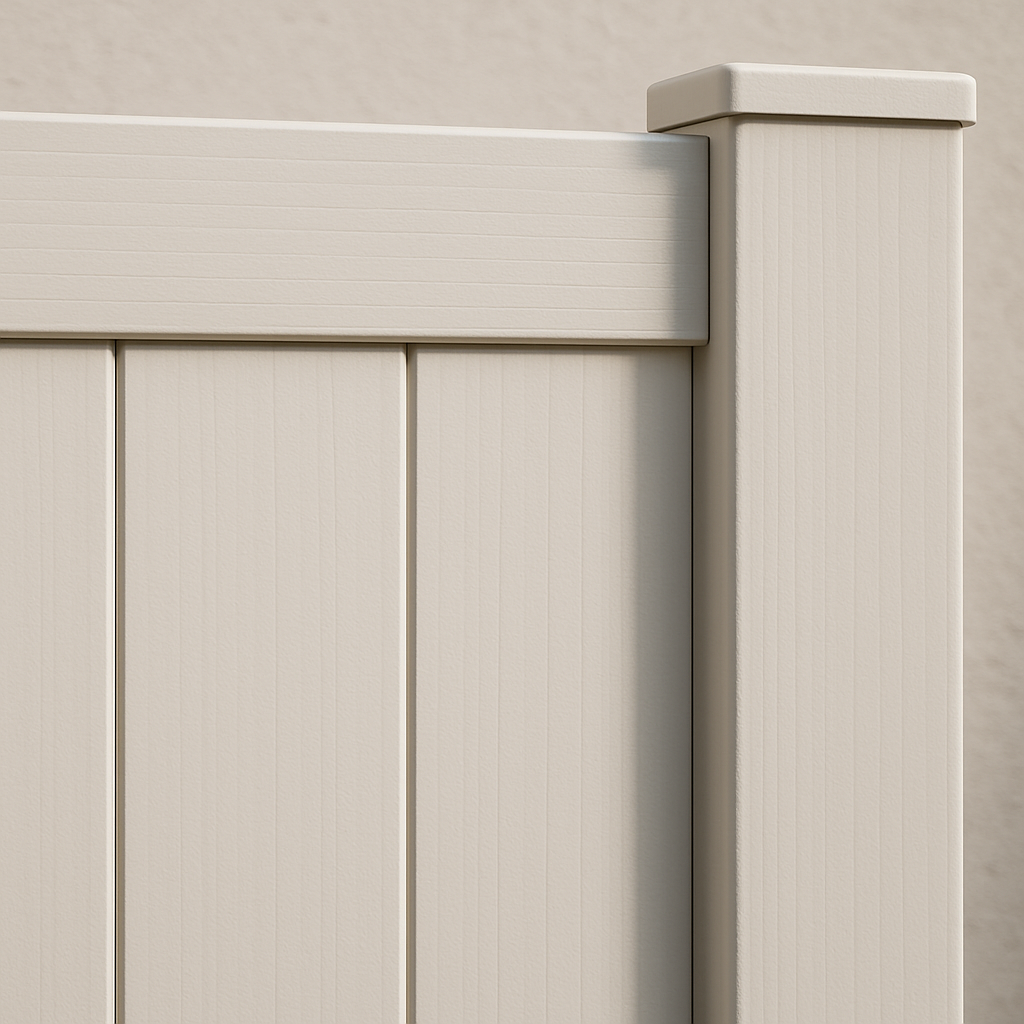 Close-up of a vinyl fence panel