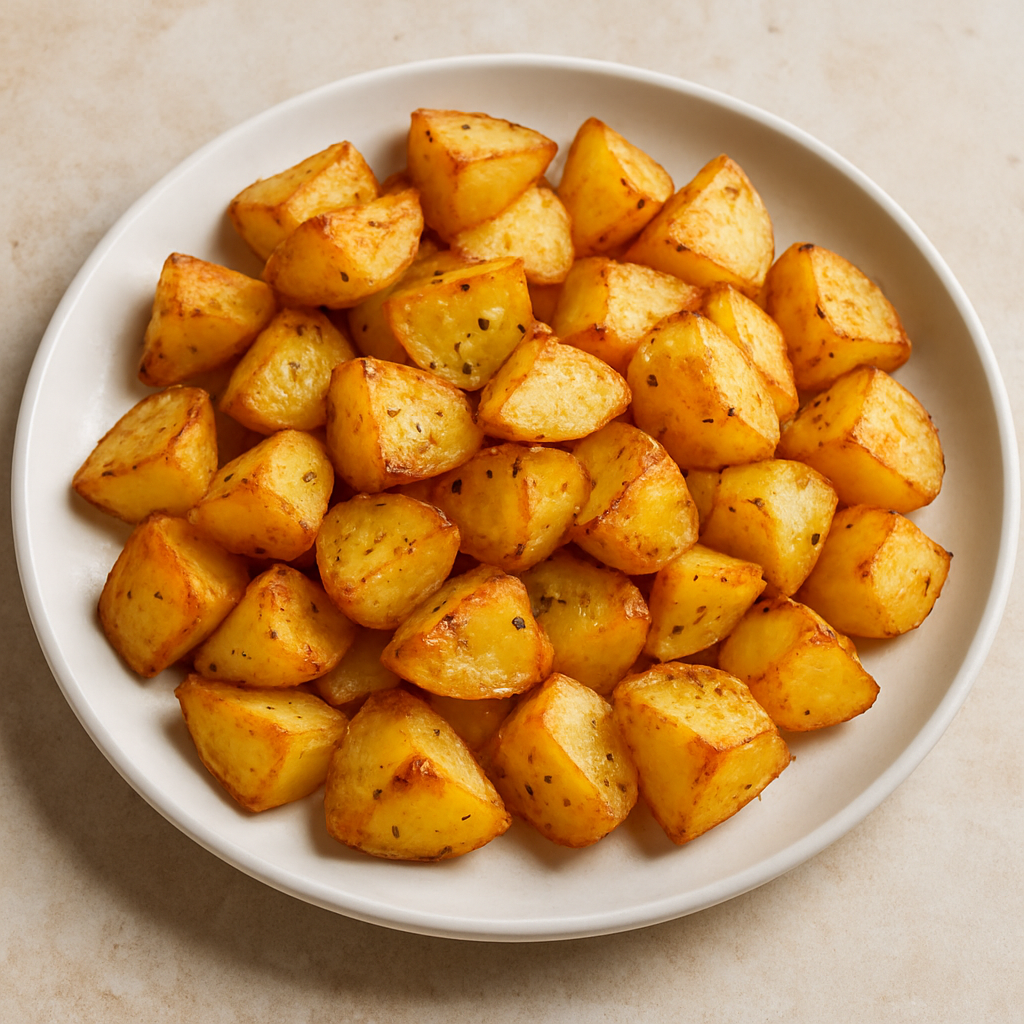 Pommes de terre rôties dorées dans une assiette