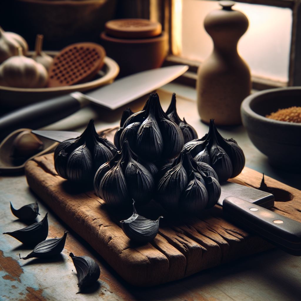 black garlic

Black Garlic Cloves

history black garlic

black garlic

what is blck garlic good for

what does blck garlic taste like

health benefits

benefits of black garlic