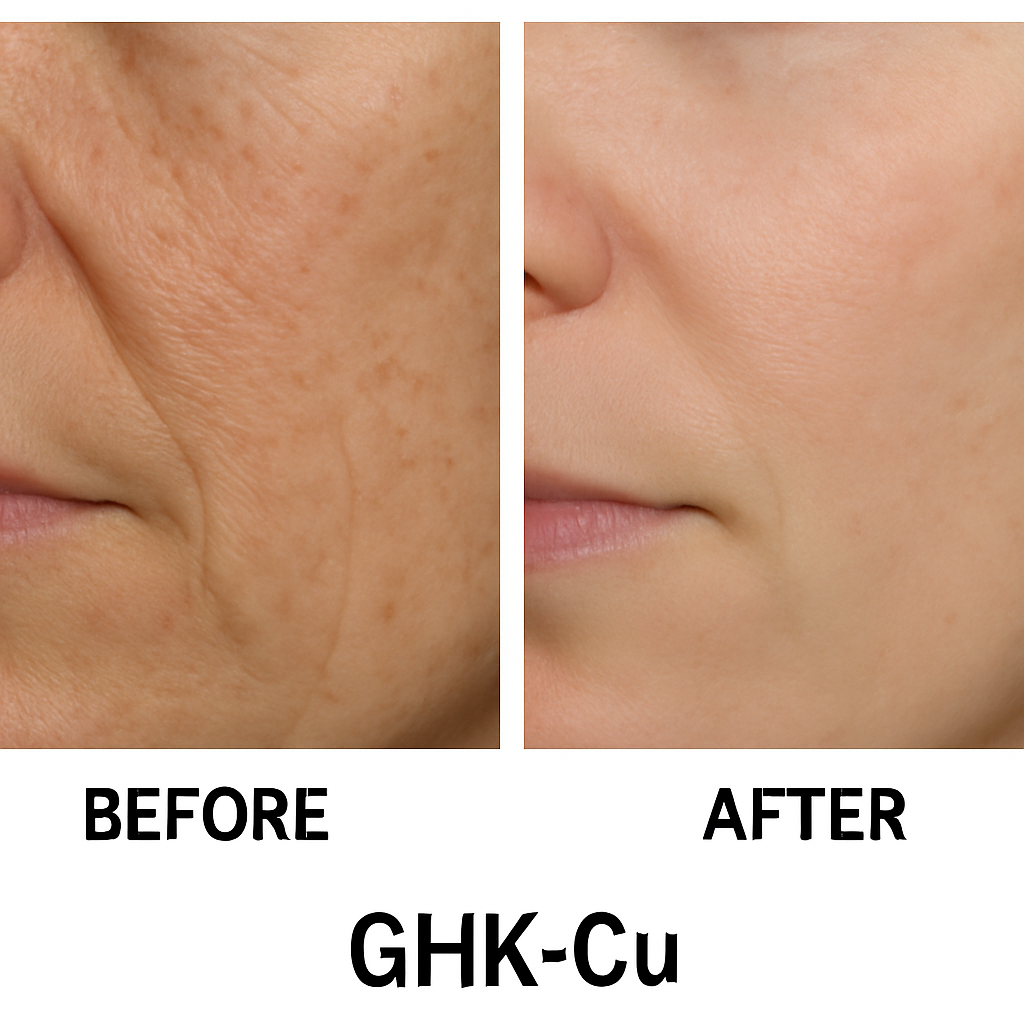 Before and after images of skin transformation with GHK-Cu