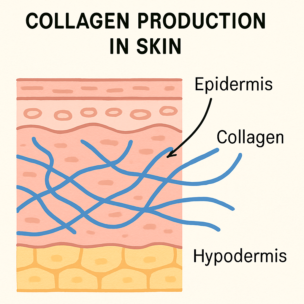 Illustration of collagen production in skin