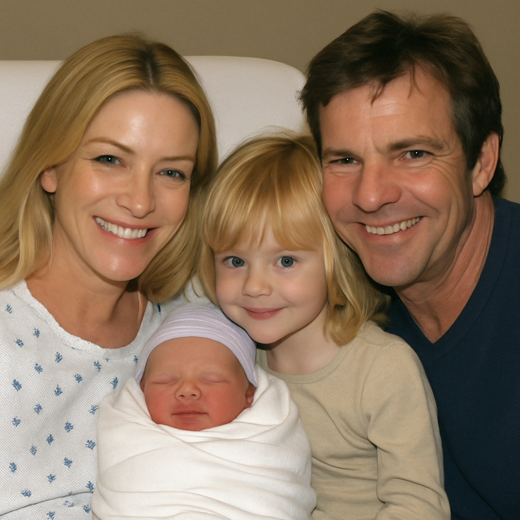 A newborn Thomas Boone Quaid with family