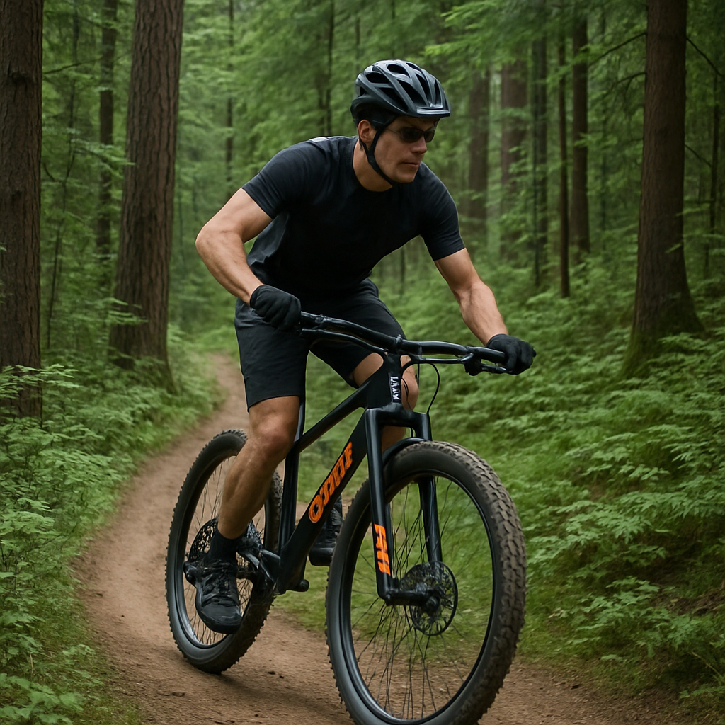 Giant cross country MTB on a forest trail