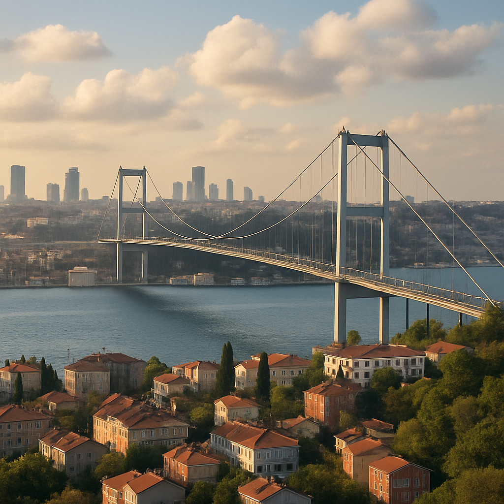 Scenic view of Istanbul with Bosphorus Bridge in Turkey