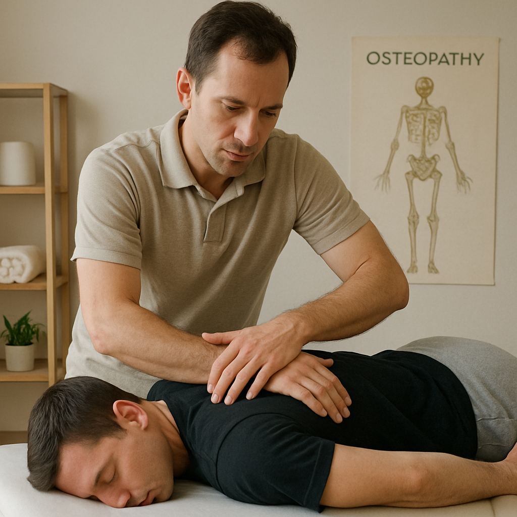 Therapist using osteopathic techniques on a patient's back