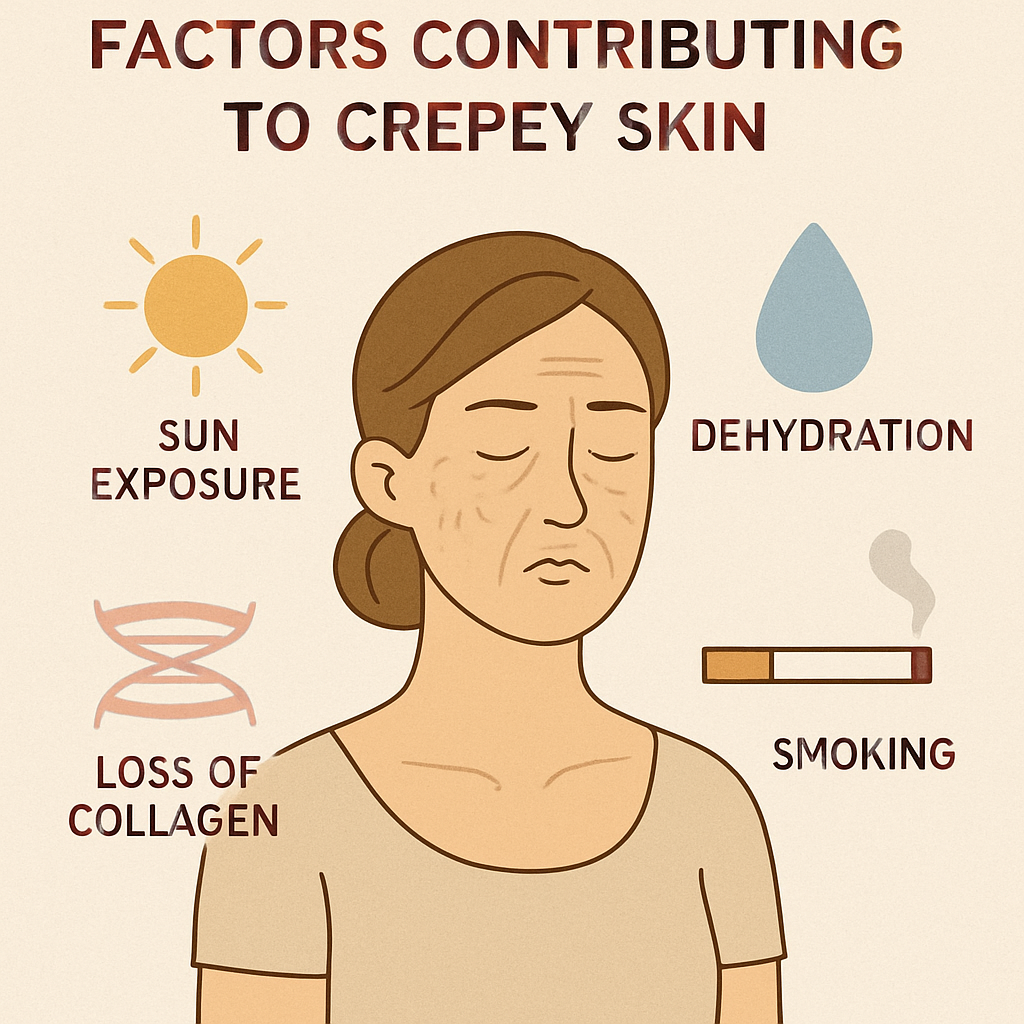 Factors contributing to crepey skin