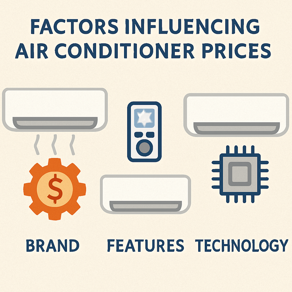 Factors influencing air conditioner prices like brand, features, and technology