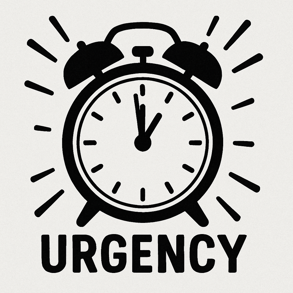 Clock showing urgency