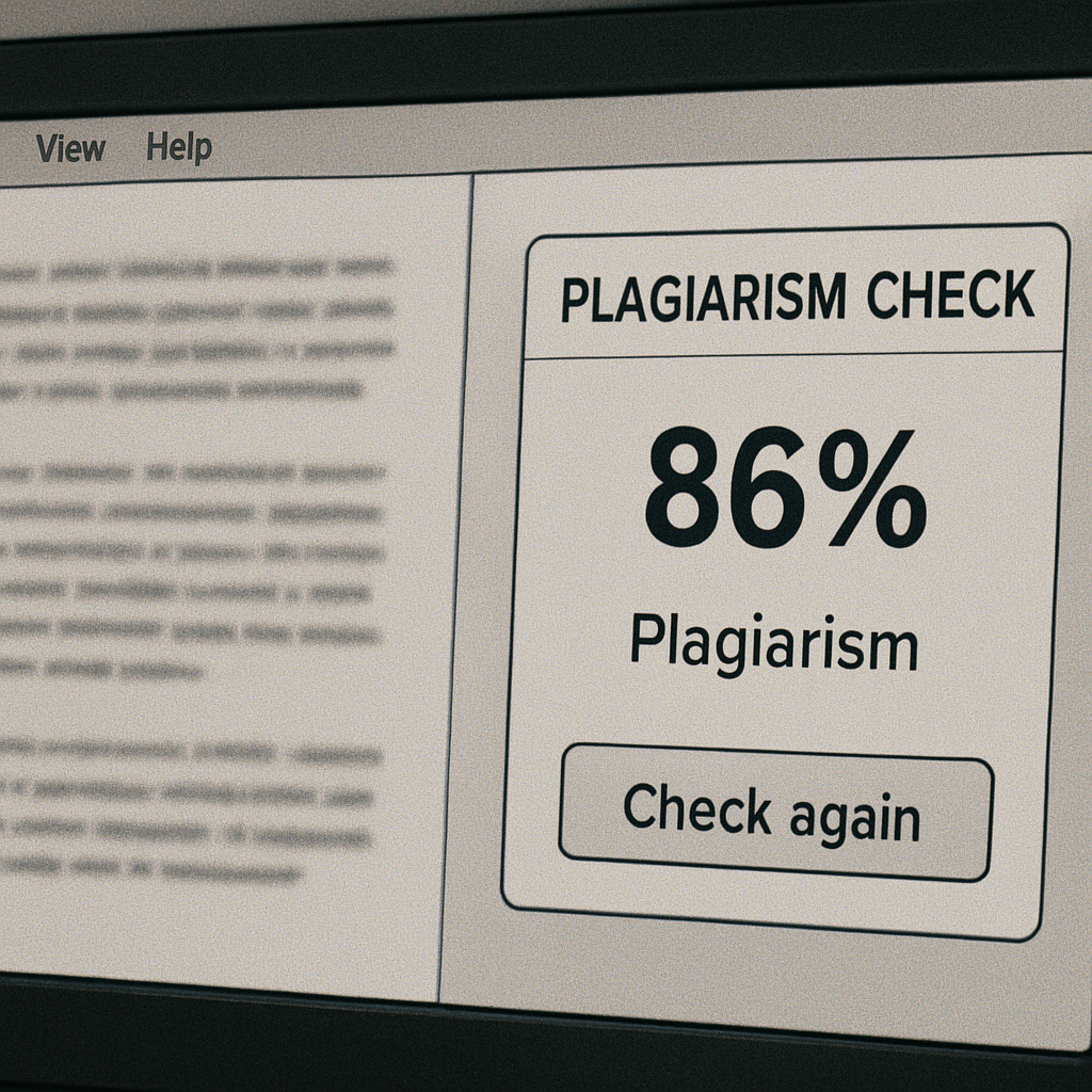 Plagiarism check on a computer screen