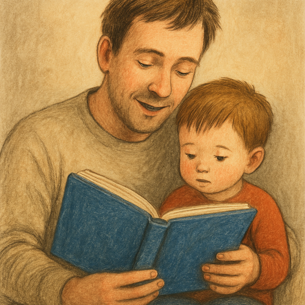 rodzic czyta dziecku książkę