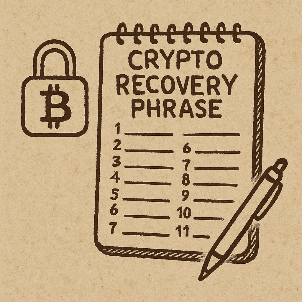 Crypto recovery phrase illustration