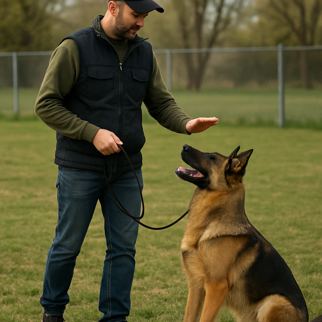 Professional dog trainer working with a dog