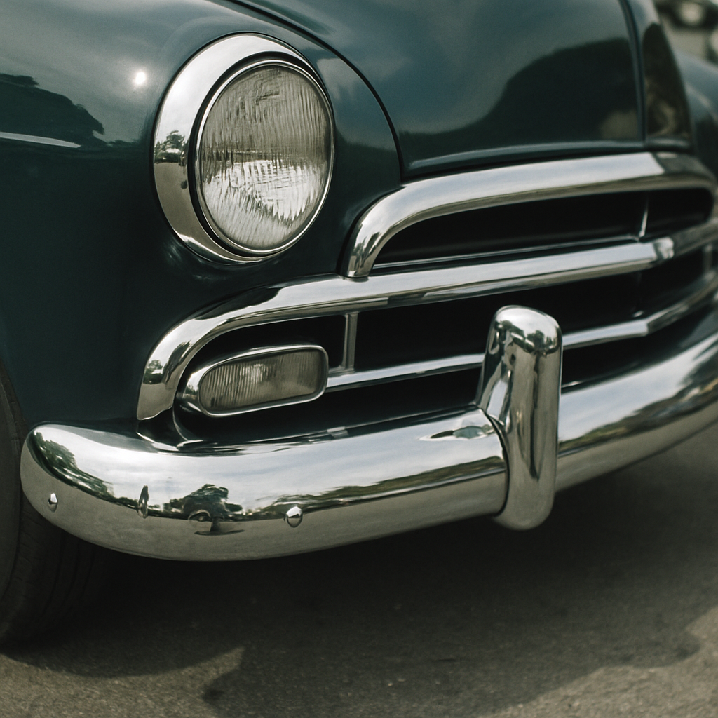 Chrome bumper on a classic car