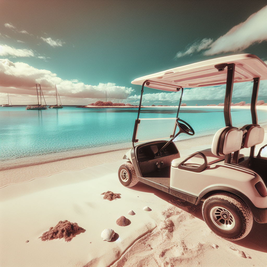 sea with a golf cart