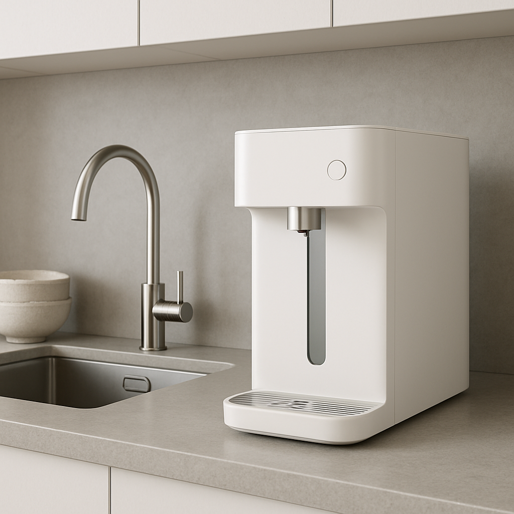 Un purificateur d'eau moderne installé dans une cuisine