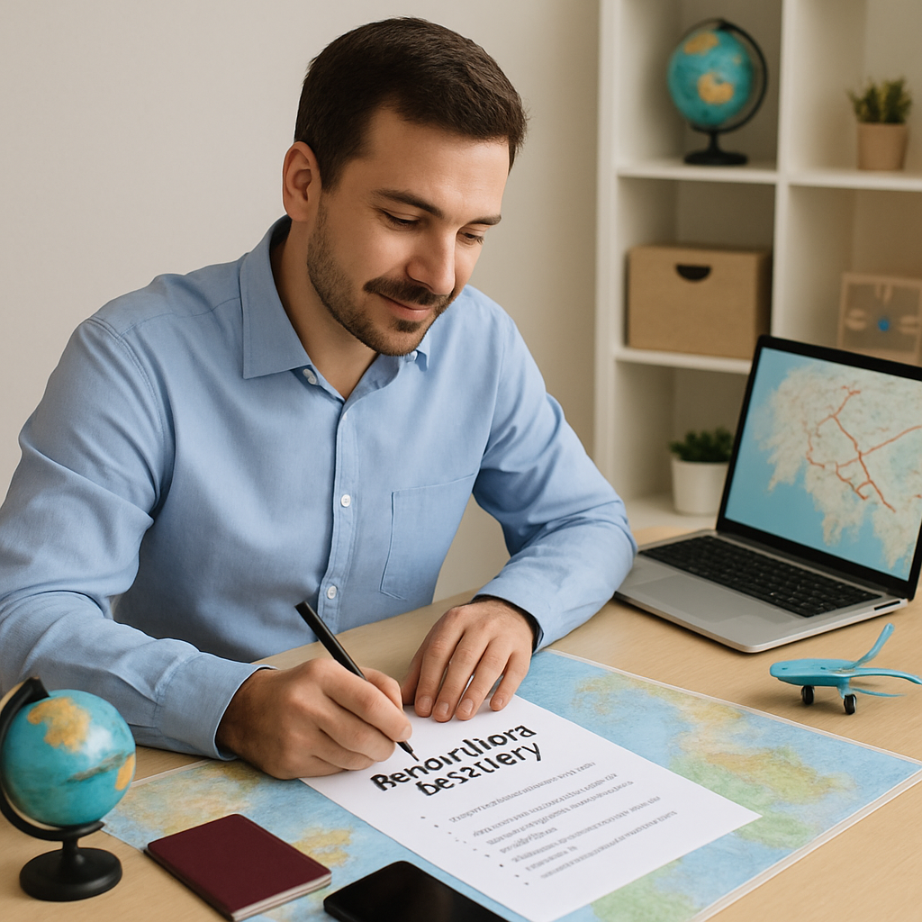 Imagem de um agente de viagem planejando um itinerário personalizado
