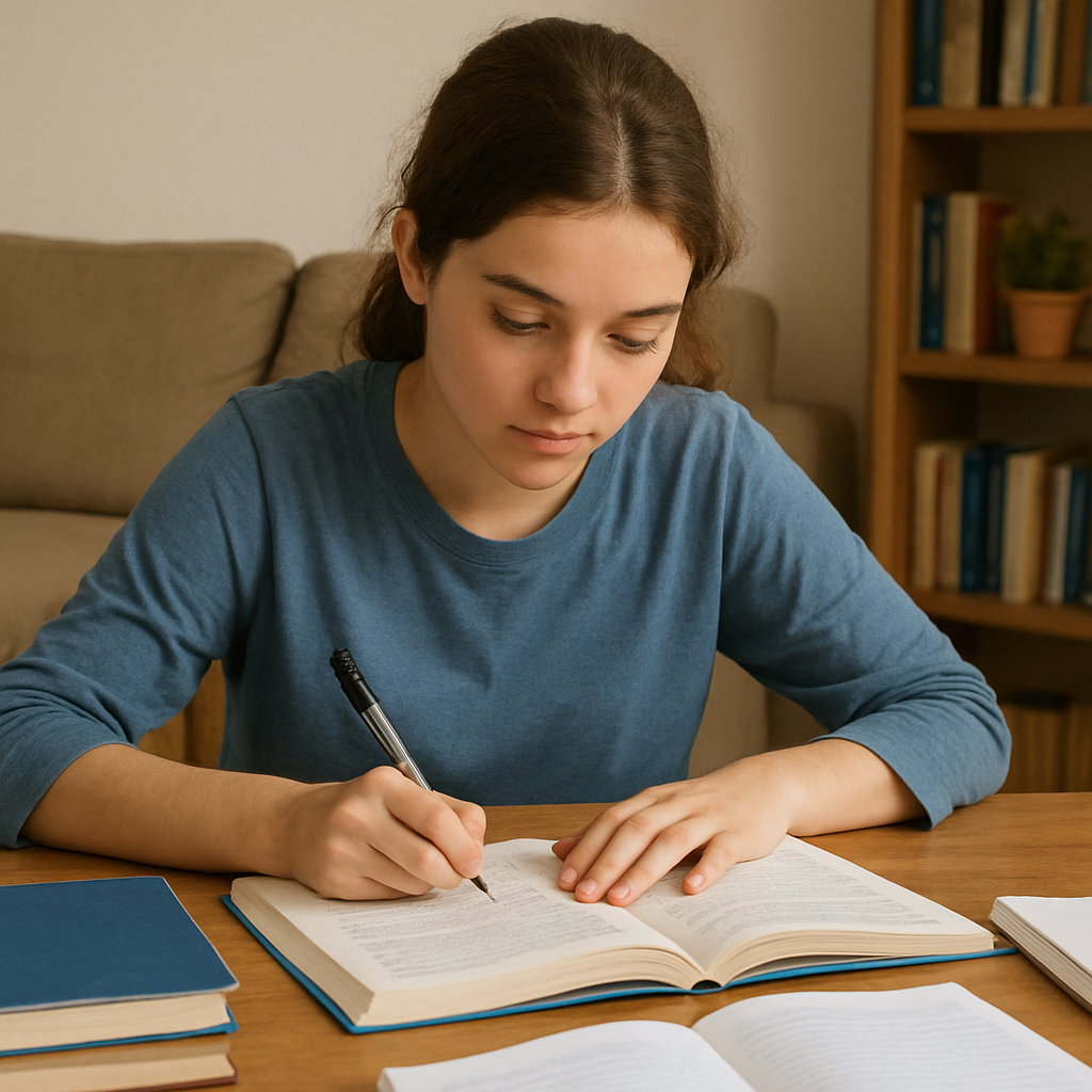 student studying