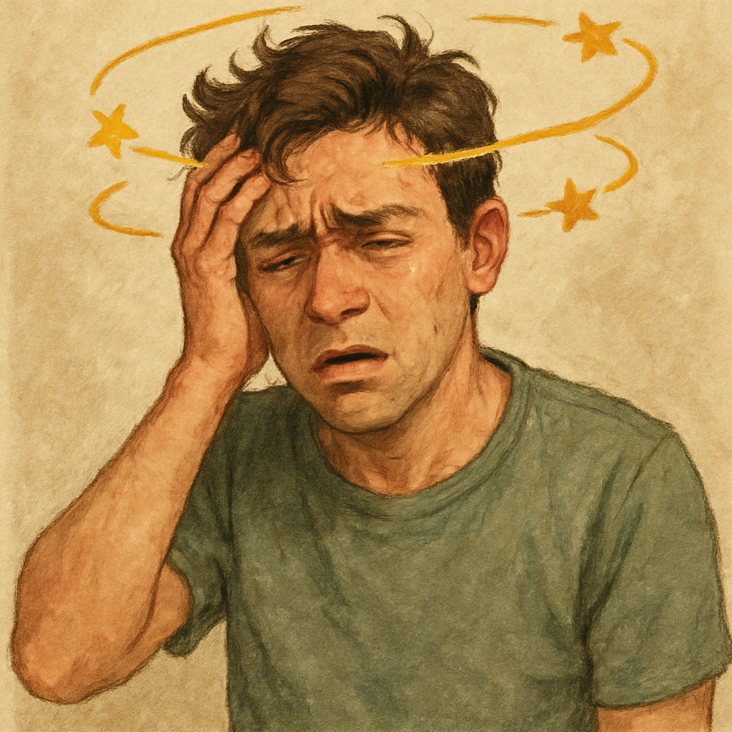 Person experiencing dizziness and confusion