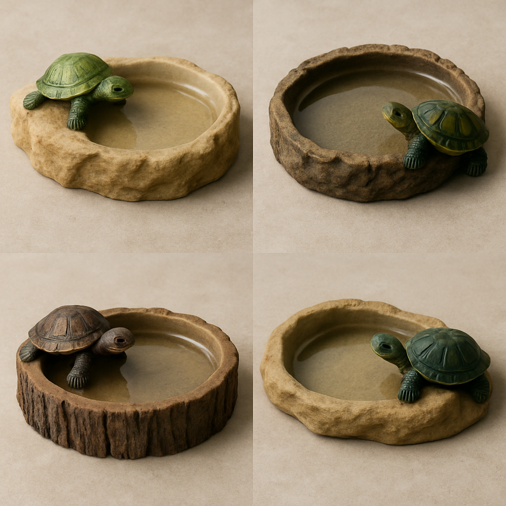 Variety of turtle water bowls