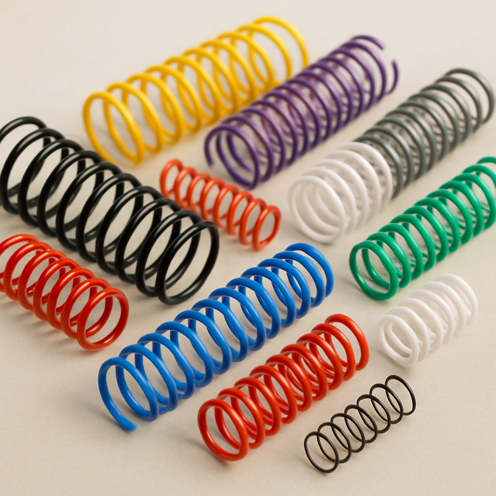 Plastic coils of various colors and sizes
