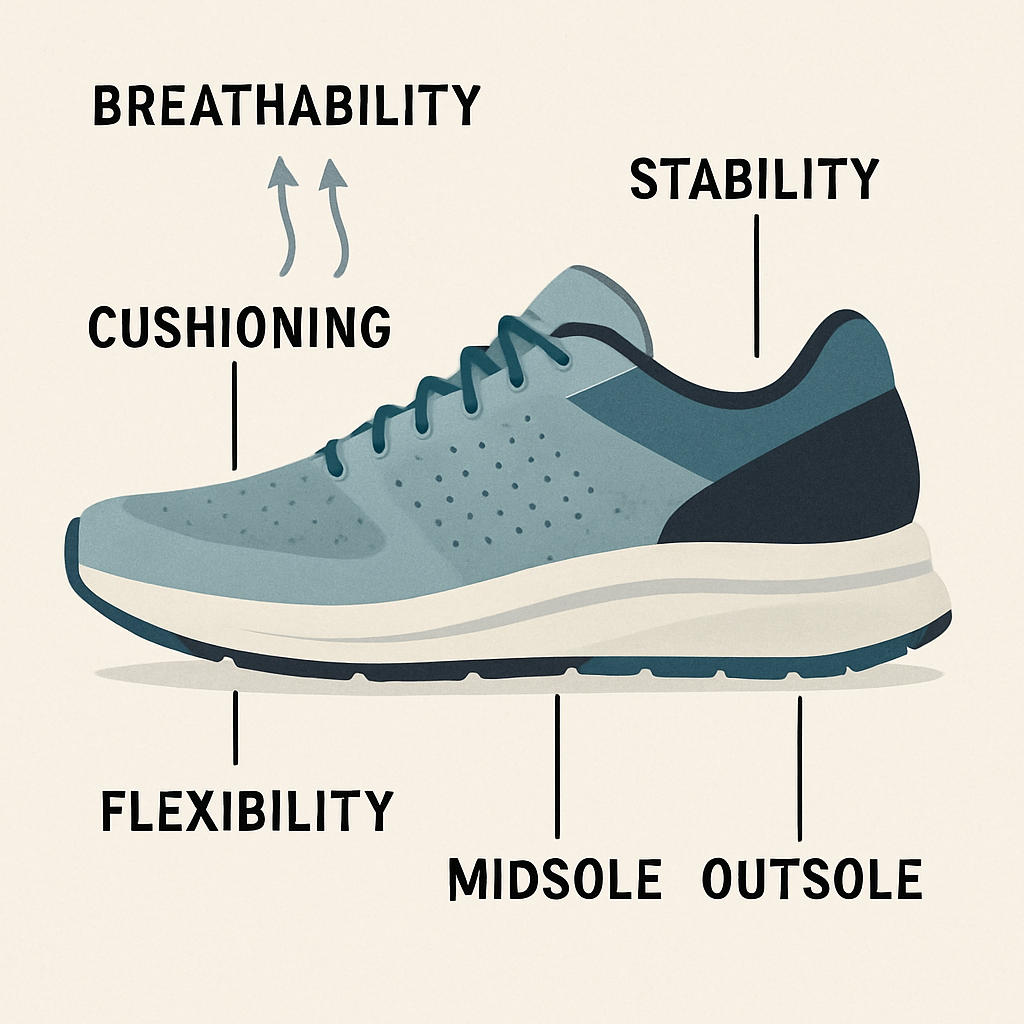 Running shoe features illustration