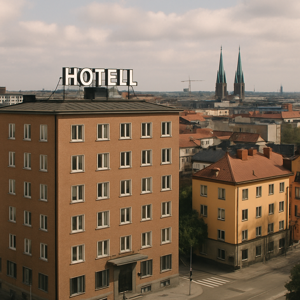 stadsvy och hotell