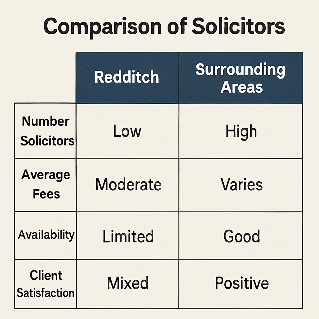 Comparison of solicitors in Redditch and surrounding areas