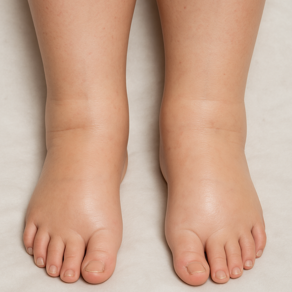 Swollen ankles due to fluid retention