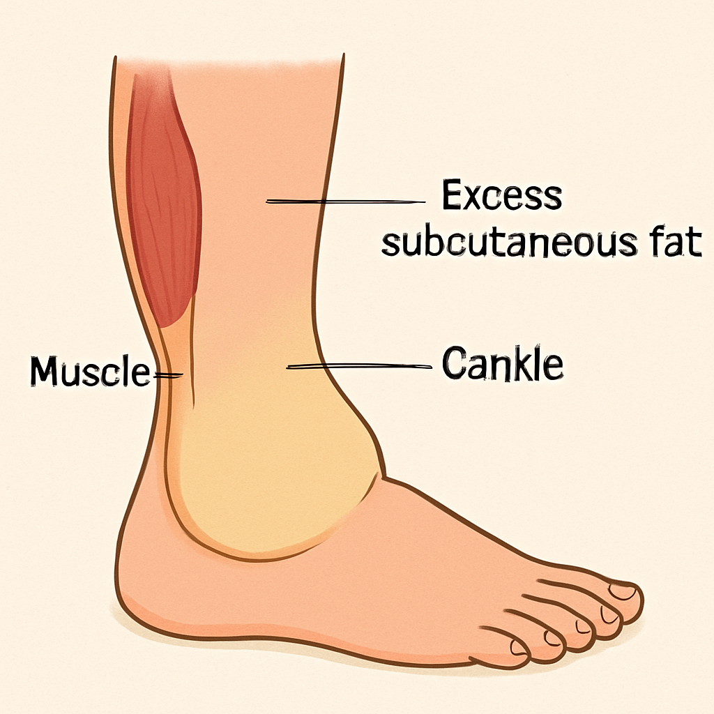 Illustration of cankles anatomy
