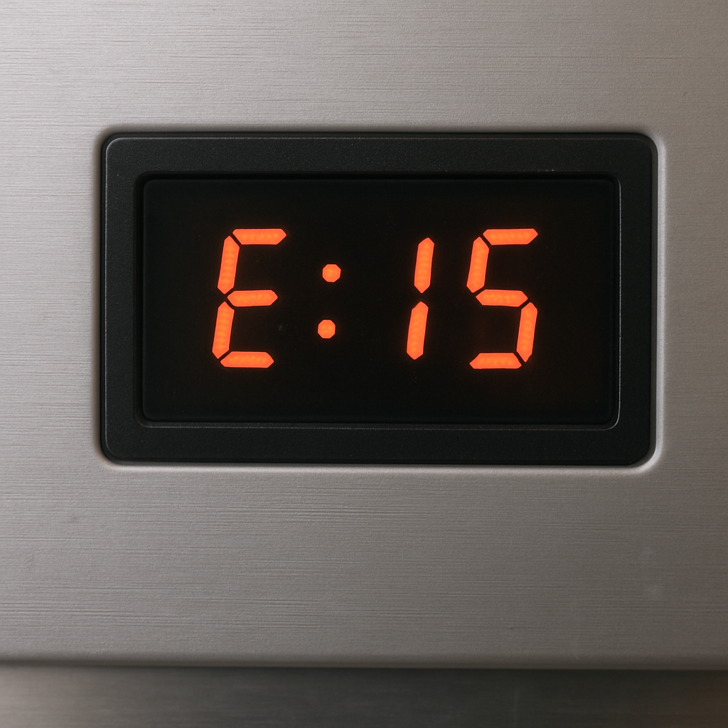 close-up of error code on dishwasher display