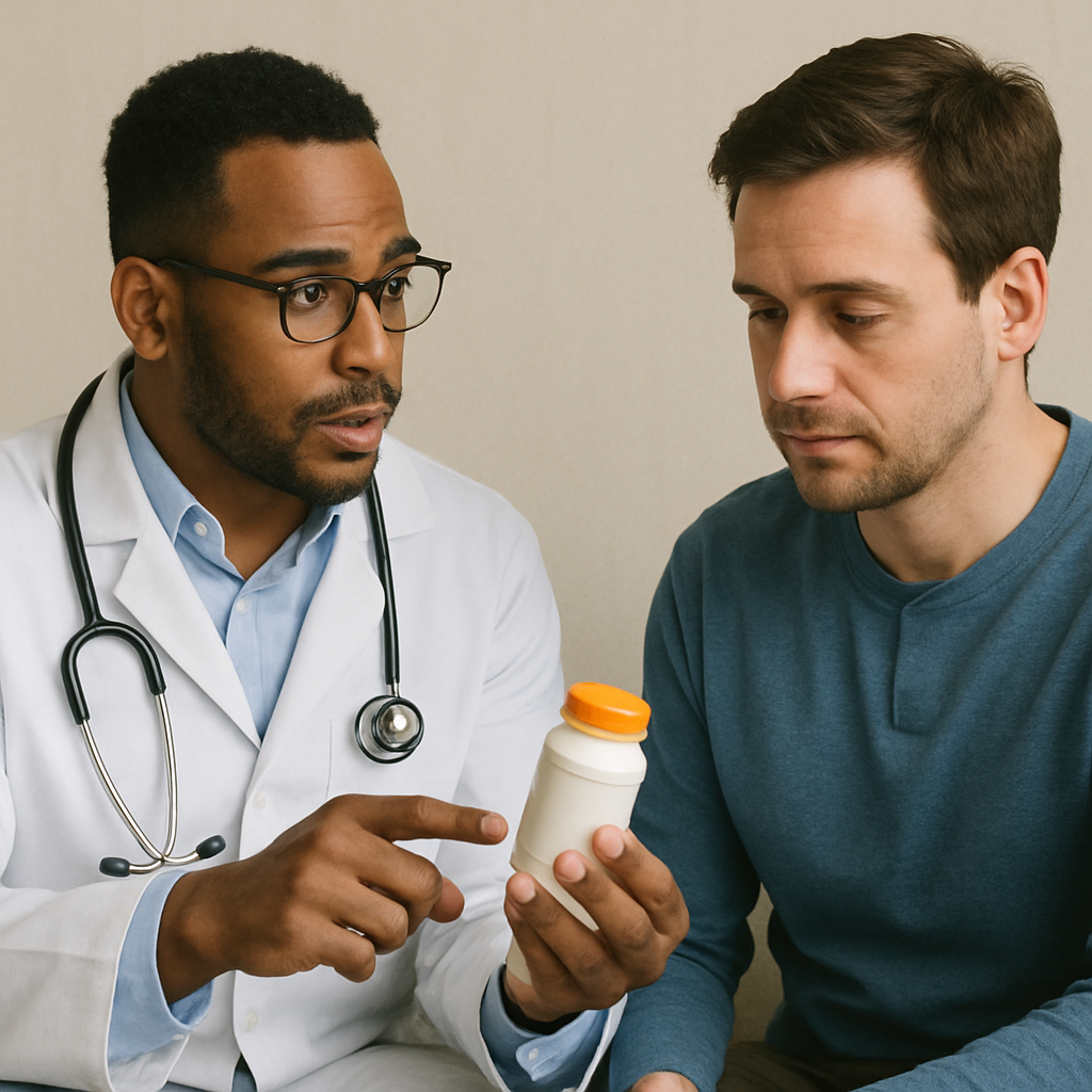 Doctor explaining medication to a patient