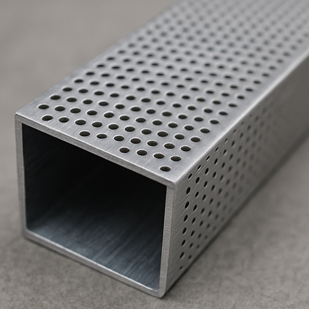 Perforated aluminum profile close-up