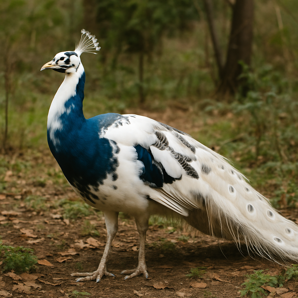 A Silver Pied Peafowl in a natural setting